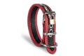 32mm Lockable Bondage Collar soft leather with red trim and D~Ring